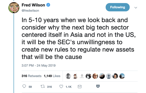 Fred Wilson Tweet tech sector in Asia not US