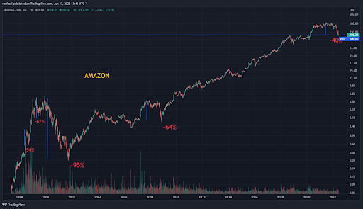 crypto drawdown no worse than amazon- graphic